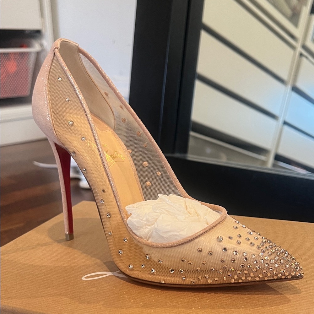 Elegant Nude Stiletto Heels with Crystal Accents